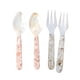 thumbnail image 1 of Inteprter Paquete de 4 cucharas de postre con mango para una cena auténtica con cuchara, cuchara de postre larga para una elegante. Mostrada Rosa+Blanco, 1 of 3