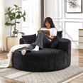 thumbnail image 3 of Chenille Round Oversized Chair with Foam Cushions for Living Room, Bedroom, Lounge, and Projection Room, 3 of 16