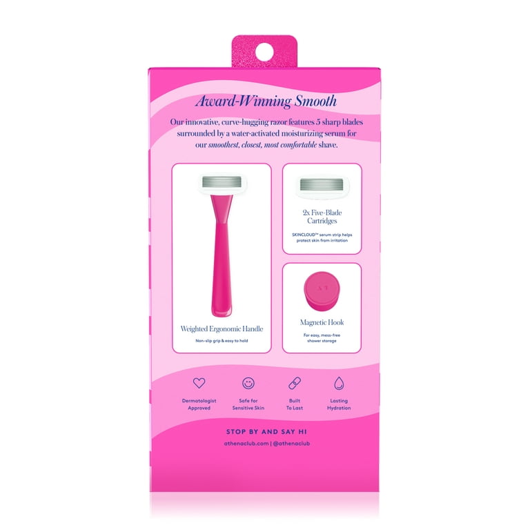 Athena Club Women's Razor Kit, Pink, Razor Handle, 2 5-Blade