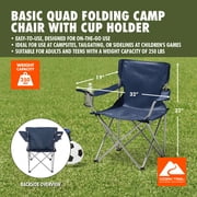 Ozark Trail Quad Folding Camp Chair with Cup Holder, Dark Blue
