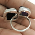 thumbnail image 4 of Amethyst & Black Obsidian Natural Beautiful Ring, 925 Sterling Silver, Adjustable Ring, Unique Gifts Ring, Statement Ring, Stackable Stacking Ring, Engagement Ring, February Birthstone Size 7, 4 of 5