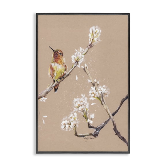 Stupell Industries Rustic Lodge Resting Hummingbird on Branch Black Framed Giclee Art, 12 x 18, by Cady Driver