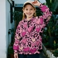 thumbnail image 2 of Uorisanigo Girls Half Zip Sweatshirt Fall Trendy Long Sleeve Pullover Crop Tops Comfortable Pink Heart Leopard Print Kids Athletic Sweatshirt Jacket Fashion Winter Clothes Outerwear, 2 of 7