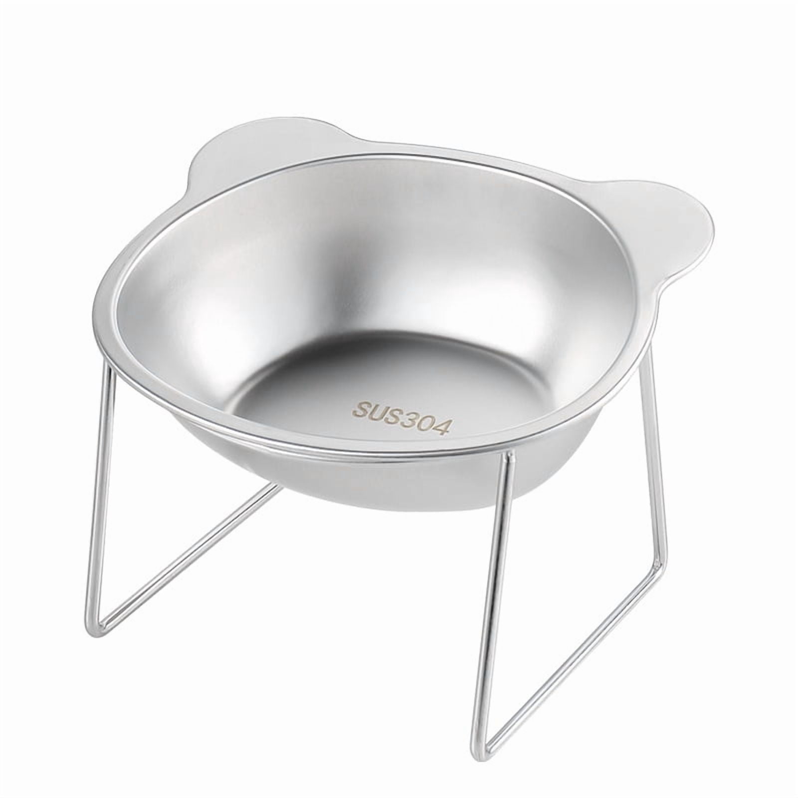 304 Stainless Steel Elevated Pet Bowl: Angled Tilted Feeder with Neck Support, Heat-Resistant & Easy-Clean for Crate or Home Use