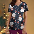 thumbnail image 1 of TIMIFIS Hauts de Blouse Rouge pour Femmes, Col Croisé, Imprimé de Noël, Manches Courtes, Col en V, Tunique de Travail Infirmière avec Poches-Rouge Automne/hiver, 1 of 5