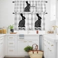 thumbnail image 3 of Easter Rabbit Kitchen Curtains and Valances Set, Bunny Welcome Gray Buffalo Plaid Rod Pocket Window Valance 18 Inch Window Curtain Panels for Living Room Bedroom Laundry, 27.5x24in, 3 Pieces, 3 of 9