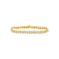 10kt Yellow Gold Womens Round Diamond S-Link Tennis Bracelet 1/2 Cttw