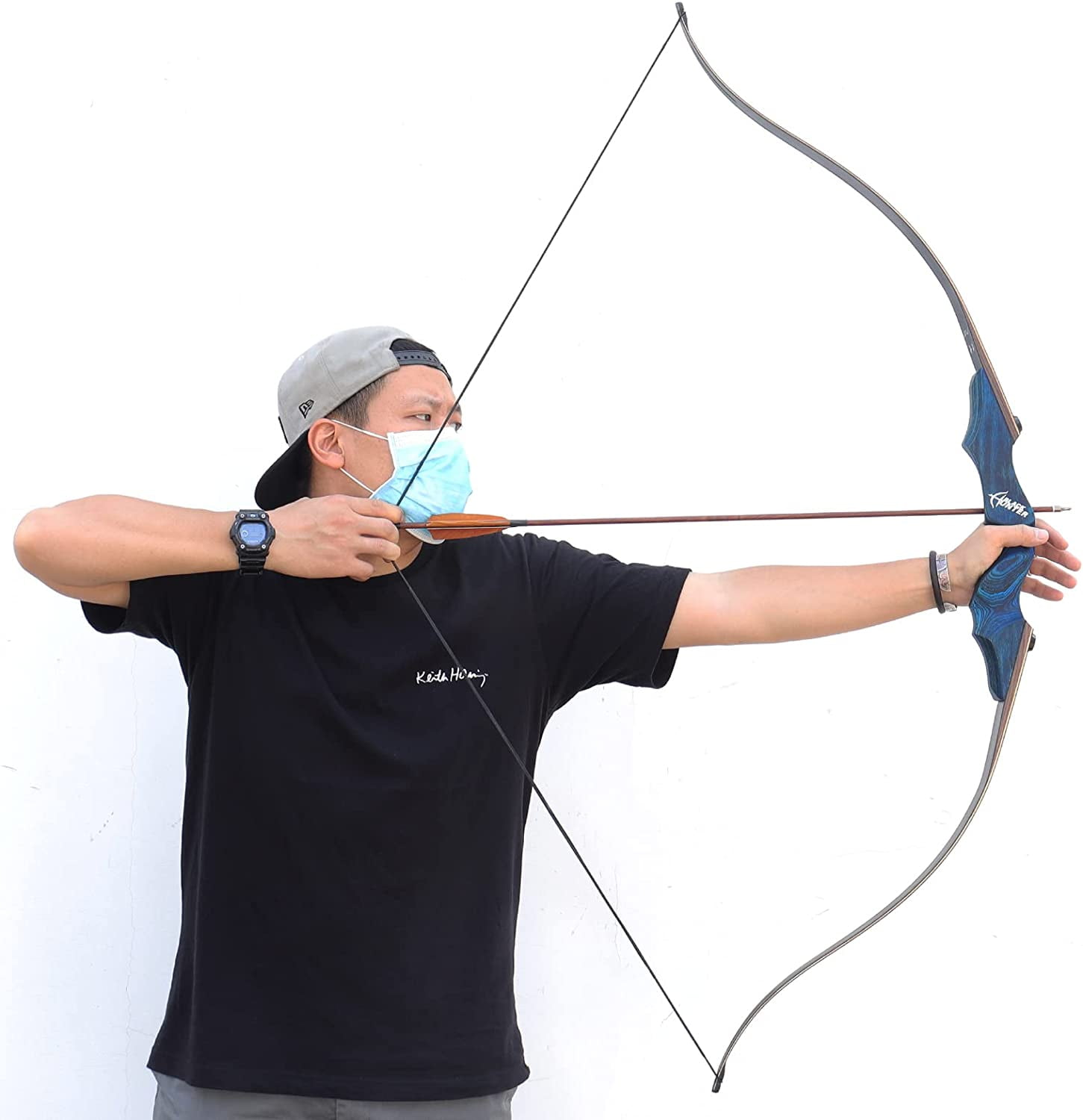 Black Hunter Original Takedown Recurve Bows for Adults Archery Recurve Bow Set 60" 20-60 lbs Right Hand for Outdoor Targets Practice Hunting Training Competition