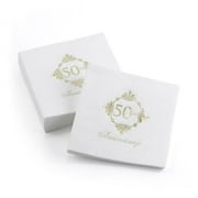 Hortense B. Hewitt Hortense B Hewitt 50th Golden Anniversary Cocktail Napkins 50 pack, white