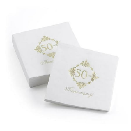 Hortense B. Hewitt Hortense B Hewitt 50th Golden Anniversary Cocktail Napkins 50 pack, white