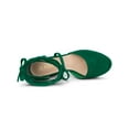 thumbnail image 4 of BLISSFUL STEP Women's Pumps Block Heels Platform Strappy Lace up Pumps Emerald Green 9, 4 of 7