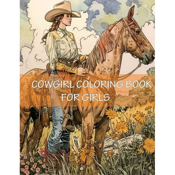 Cowgirl Coloring Book For Girls: Western Country Cow Girls With Cowboy Boots, Hats, Horses and More for the Girls, (Paperback)