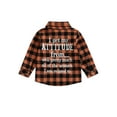 thumbnail image 2 of Aojekbee Little Boy Girl Plaid Shirt Chest Pocket Back Letter Print Lapel Neck Long Sleeve Front Button-up Fall Tops, 2 of 10