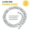 thumbnail image 5 of ChicSilver 5MM Italian Figaro Chain, Sterling Silver Necklaces for Men and Women, 14 to 28 Inches, 5 of 8