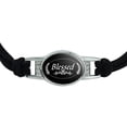 thumbnail image 2 of Blessed Halo On Black Novelty Suede Leather Metal Bracelet, 2 of 3