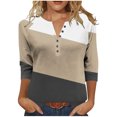 thumbnail image 2 of Qulqfy 3/4 Sleeve Shirts for Women Spring Tunic Plus Size Shirts Dressy Casual Fall Henley Tops Dressy Casual Blouses for Women L, 2 of 6