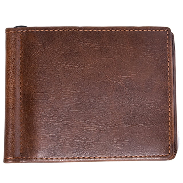 Billetera para billetes (diseño delgado de cuero plegable, bloqueo RFID, capacidad para tarjetas, bolsillo para monedas, sección plana para billetes)