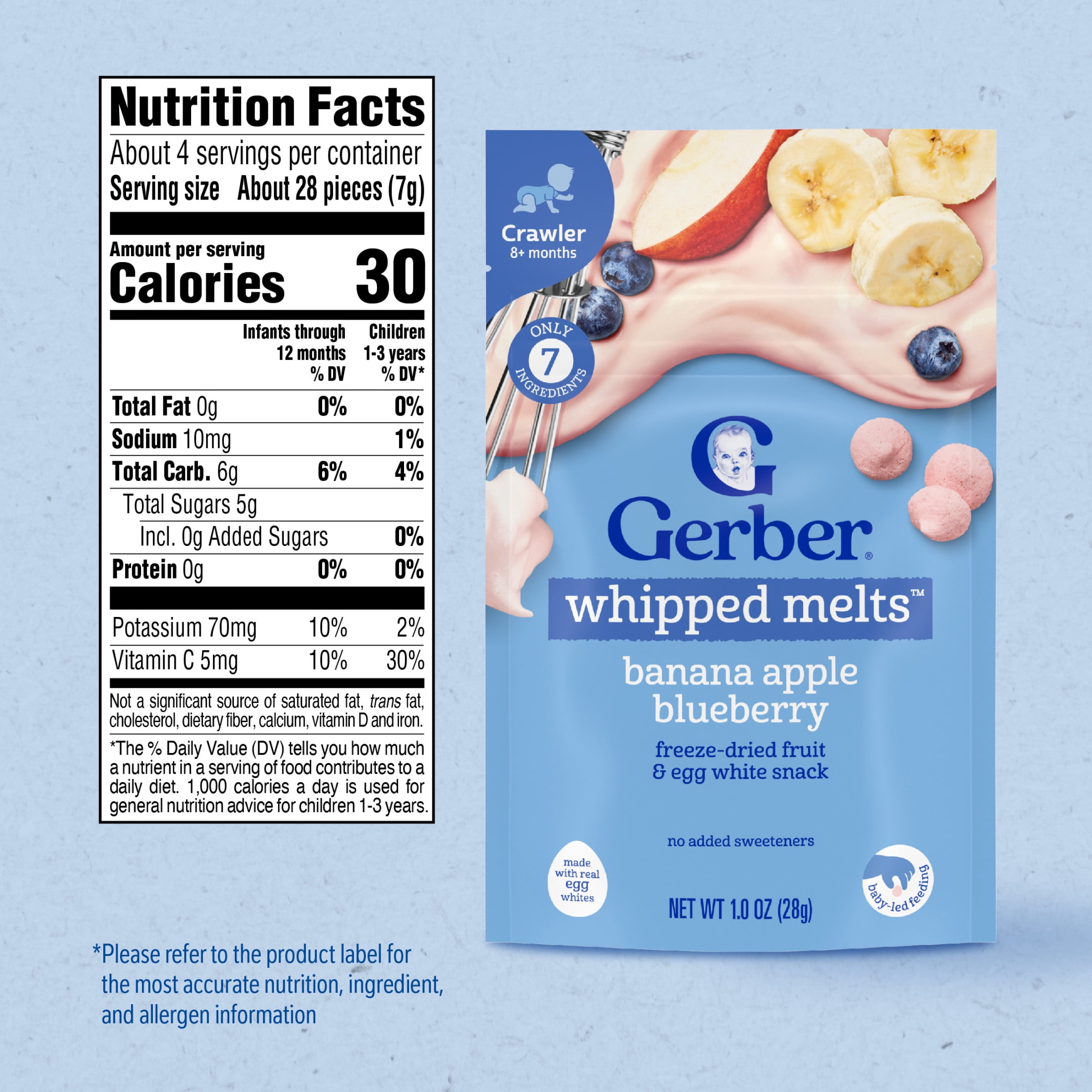 (6 pack) Gerber Stage 3 Baby Snacks, Banana Apple Blueberry Whipped Melts