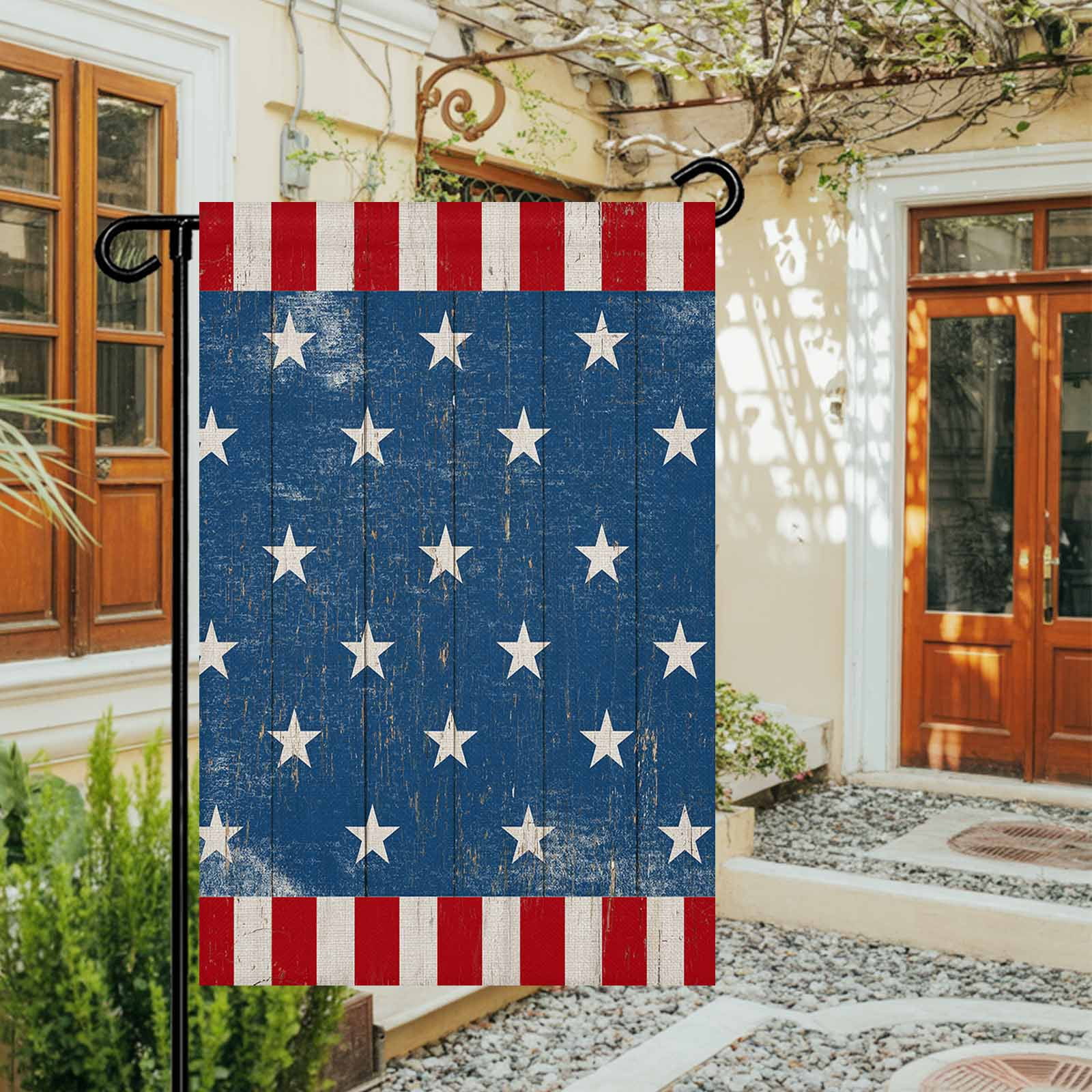 4th of July Garden Flags USA Flag Garden Flag Double Sided Welcome Flag Patriotic Stars Buffalo Independence Day Yard Flags for Outdoor Lawn Porch Memorial Day Seasonal Holiday Decor 28x40 Inch