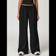 thumbnail image 4 of Pantalones Deportivos Casuales Holgados de Pierna para Mujer, Rectos, de Tiro Bajo, con Bolsillos con Cordón Elástico Negro XL, 4 of 7