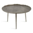 thumbnail image 3 of Kate and Laurel Alessia Modern Round Metal Coffee Table, 25 x 25 x 15, Silver, Sand Cast Aluminum Coffee Table with Raised Deckled Edge for Storage and Display, 3 of 7