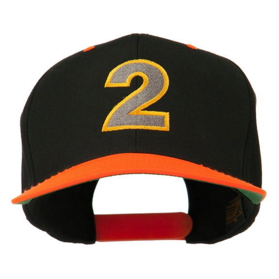 Arial Number 2 Embroidered Classic Two Tone Cap - Neon Orange OSFM