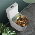 thumbnail image 2 of ZIATUBLES Pug Butterfly Flower Print Universal Fit Toilet Lid Cover with Elastic Edges Washable Reusable Stretchable Fabric for Most Lids Bathroom Decor Accessories, 2 of 6