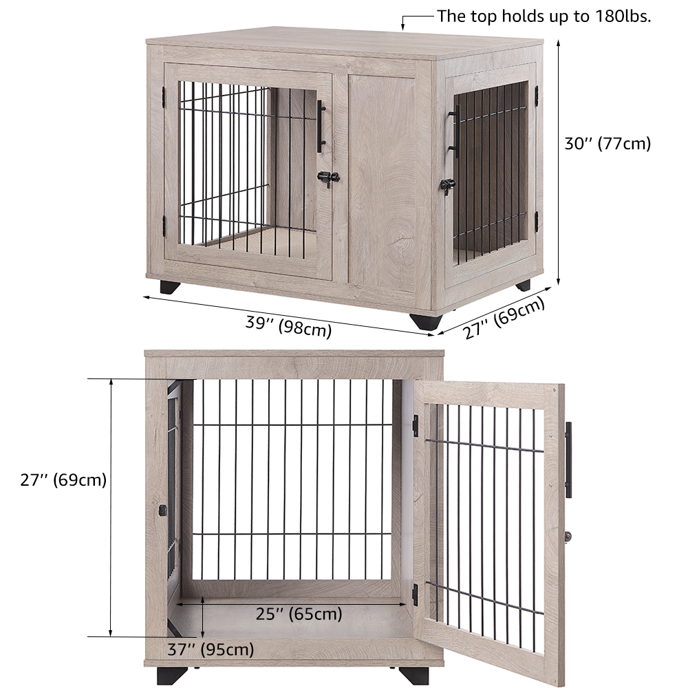 Buy Unipaws Furniture Style Dog Crate, Wooden Wire Pet Kennels with