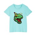 thumbnail image 3 of Odeerbi Kids Boys Girls T-shirt Dinosaur Print Short Sleeve Cotton Tee Tops Kids Fashion Cute Round Neck Cartoon Print Tees Light Blue, 3 of 5