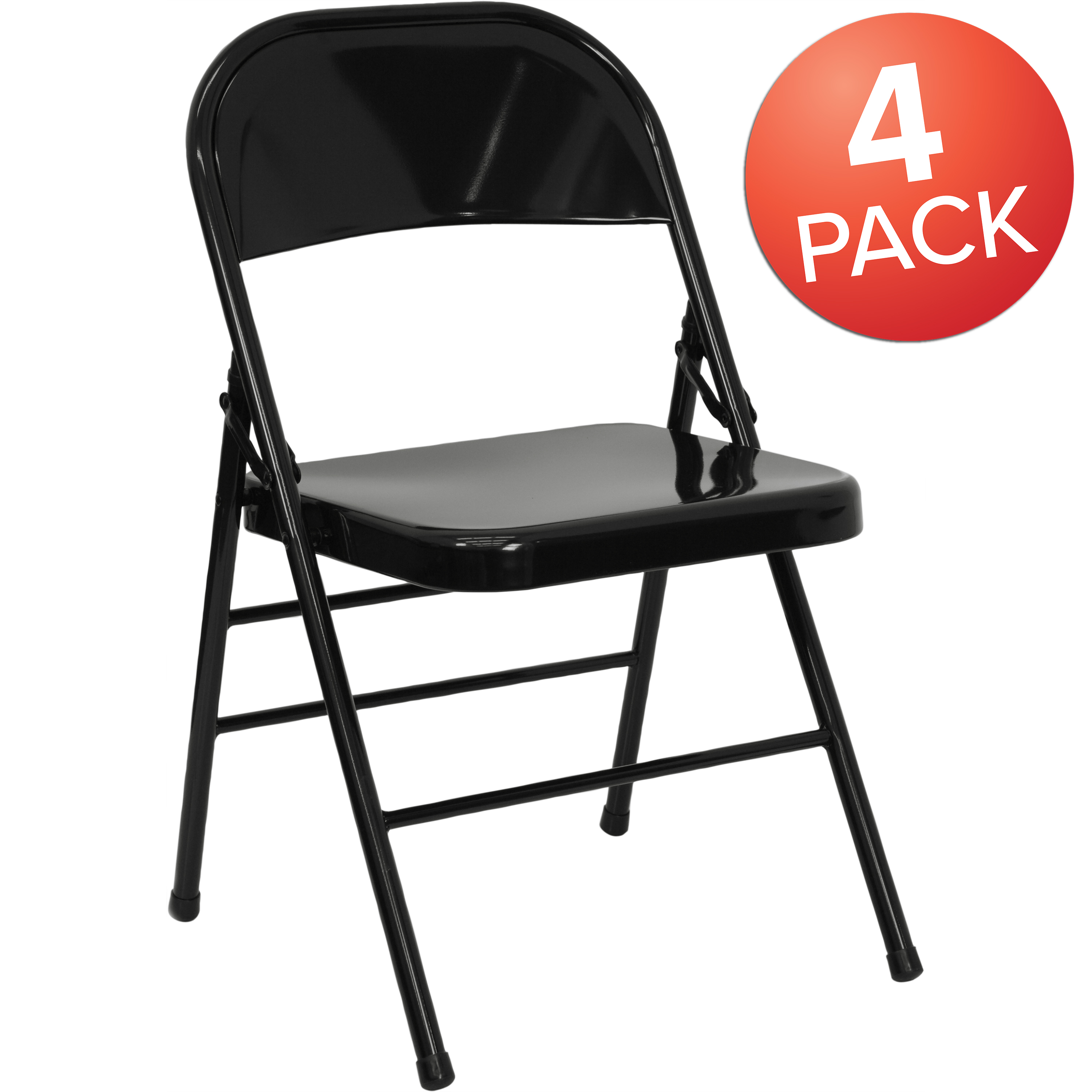 Flash Furniture 4 Pack HERCULES Series Triple Braced & Double Hinged Black Metal Folding Chair - image 3 of 14