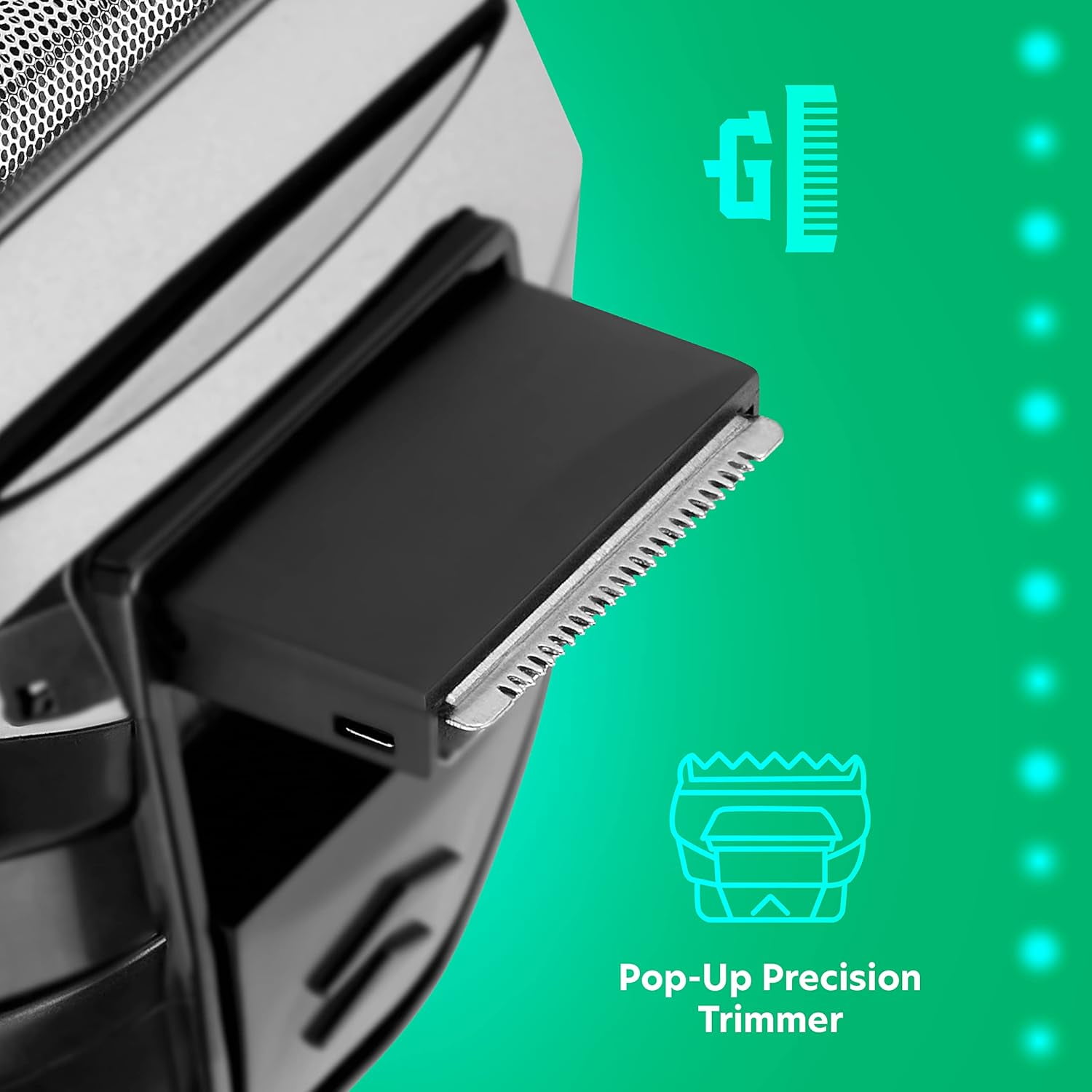 Chargeworx Groom Essentials Dual-Foil Electric Shaver, Cordless Electric Razor with Pop-Up Beard and Mustache Trimmer, Black