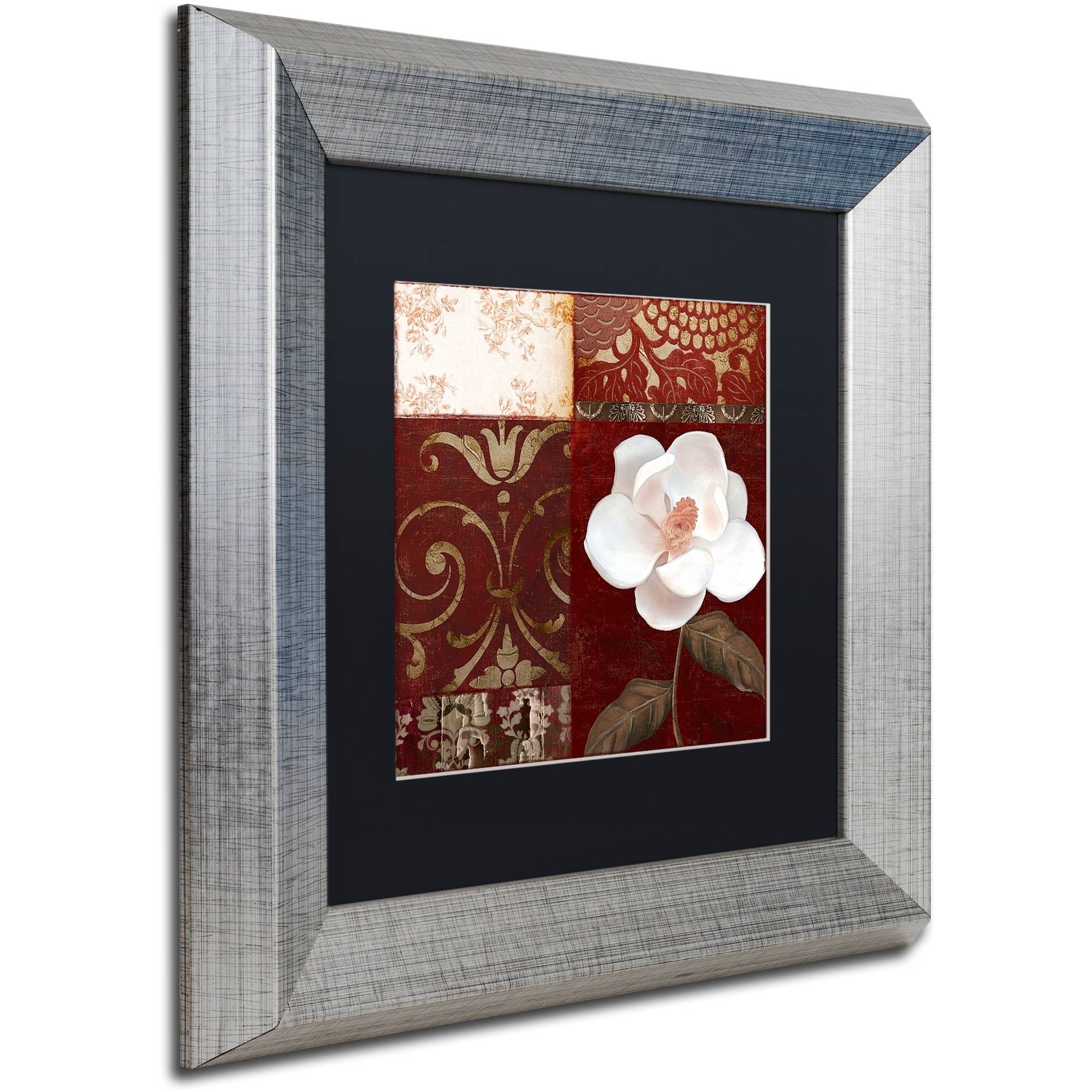 "Flores Blancas IV" Canvas Art by Color Bakery Black Matte, Silver Frame