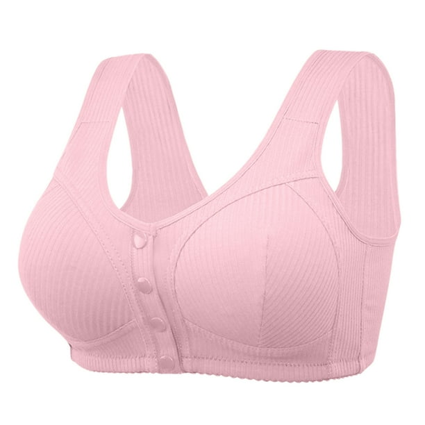 Gibobby Brasier con Cierre Frontal para Mujer Sujetador de algodón con botones para mujer(Oro Rosa,38)