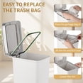 thumbnail image 4 of Small Bathroom Trash Can with Lid and 3 Rolls Trash Bags, Step Pedal Wastebasket Plastic Garbage Can with Pop-Up Lid 2.6 Gallon Bin for Kitchen, Bedroom, Office, Dorm, Laundry, Toilet, Rv, White, 4 of 7
