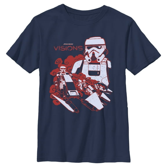 Boy's Star Wars: Visions Stormtroopers in Action Graphic Tee Navy Blue Small
