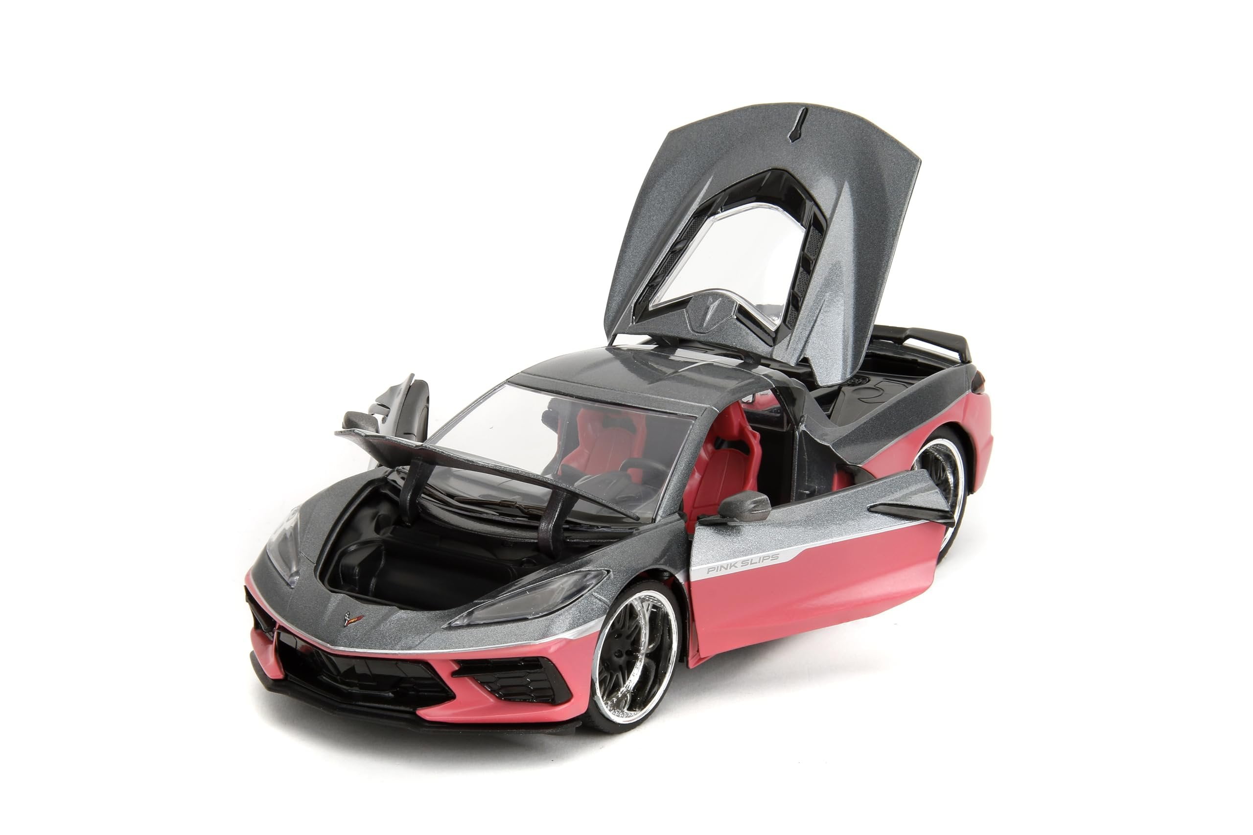 2020 Chevrolet Corvette Gray Metallic and Pink "Pink Slips" Series 1/24 Diecast Model Car by Jada