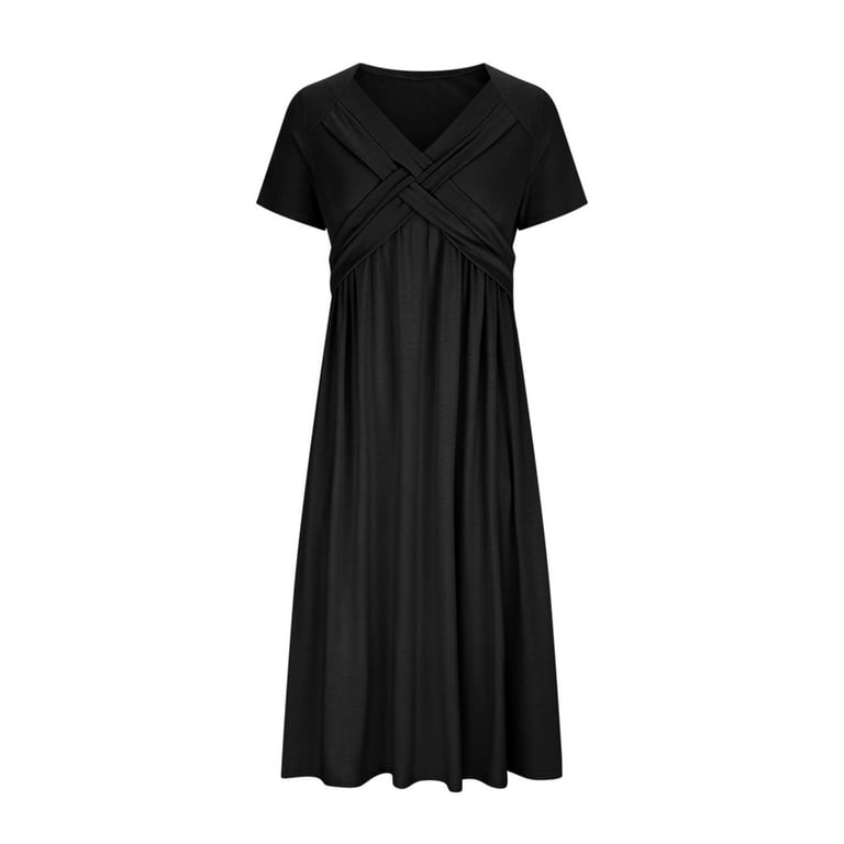 Baikeli Cheap Spring Dresses for Women Wedding Guest Dresses for Women Casual Summer Sundresses Short Sleeve Maxi Dress Solid Color Dresses Vneck Flowy Dress Dresses for Women - Walmart.com Baikeli Cheap Spring Dresses for Women Wedding Guest Dresses for Women Casual Summer Sundresses Short Sleeve Maxi Dress Solid Color Dresses Vneck Flowy Dress Dresses for Women - Walmart.com
