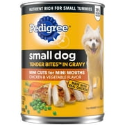 Pedigree Tender Bites in Gravy, Chicken & Vegetable Wet Dog Food for Small Adult Dogs, 13.2 oz. Can