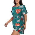 thumbnail image 2 of Lsque Medical Elements Women's Short-Sleeved Pajama Set - 2 Piece Soft and Lightweight Sleepwear Set-Small, 2 of 9