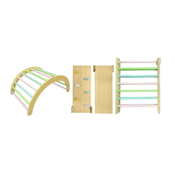 Toddler Climbing Toy Wooden Arch Ramp Ladder Climbing Toy Set Indoor Playground for Toddlers 1-3 Years Old