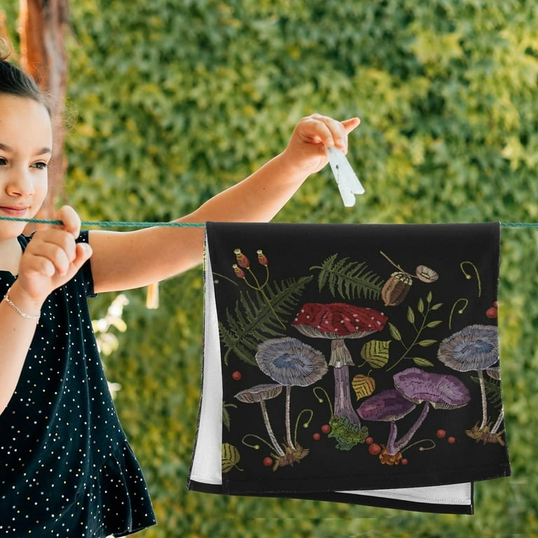 Colorful Mushrooms Hand Towels 2 PCS Embroidery Black Kitchen Towel Ultra Soft and Highly Absorbent Decorative Fingertip Face Towel for Bathroom Hotel 28.3 x14.4 Walmart