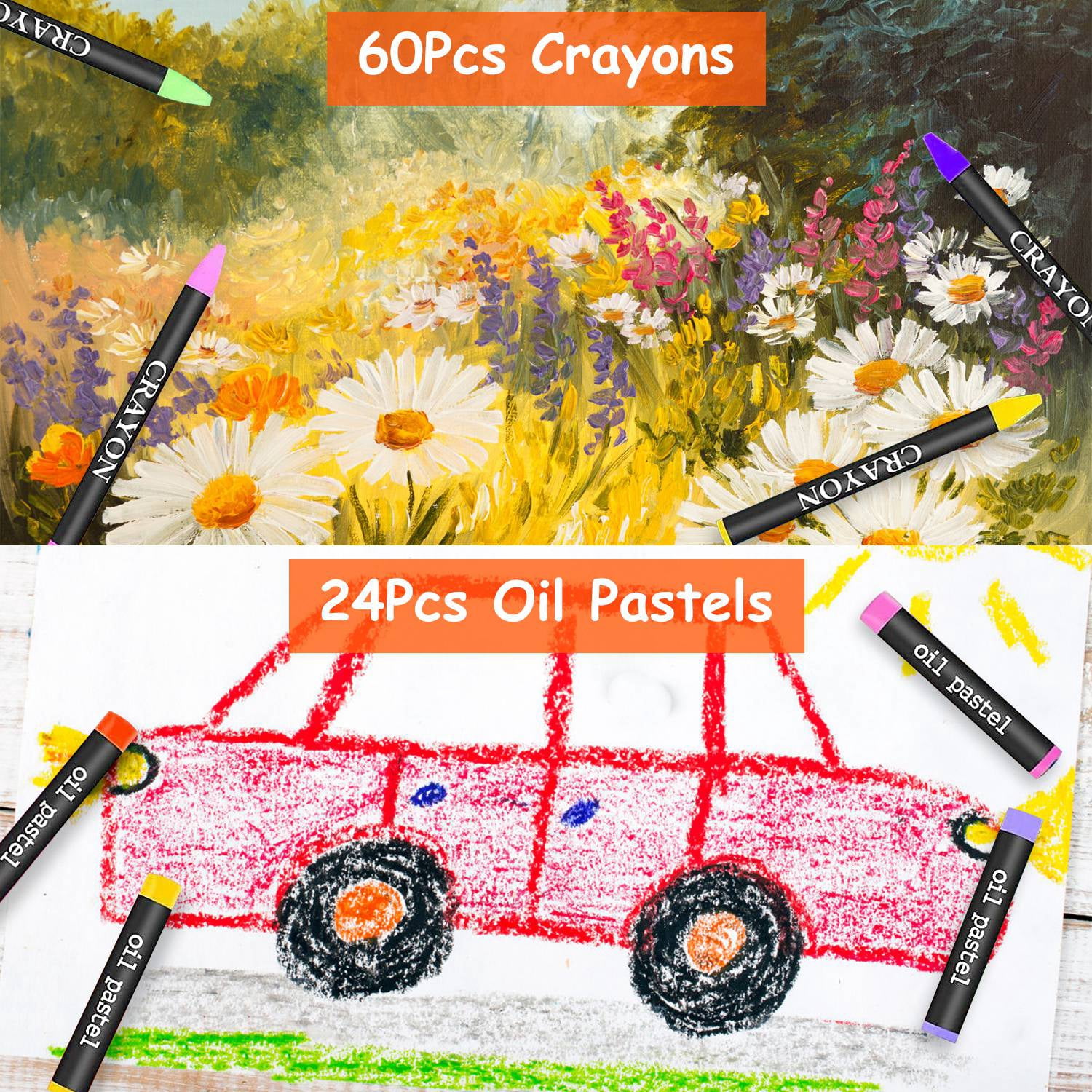 140Pcs Art Drawing Supplies Kit w/ Colored Pencils Oil Pastels Crayons  Sketch Set for Beginner