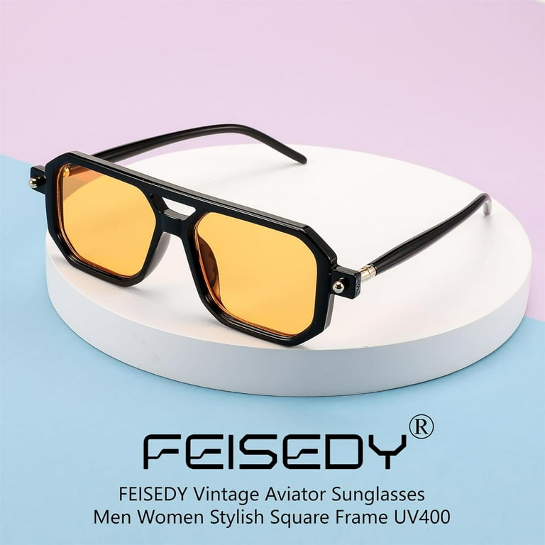 Vintage Square 70s Flat Aviator Sunglasses Women Men Classic