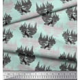 thumbnail image 2 of Soimoi Green Modal Satin Fabric Wolf & Landscape Nature Printed Craft Fabric by the Yard 42 Inch Wide, 2 of 5