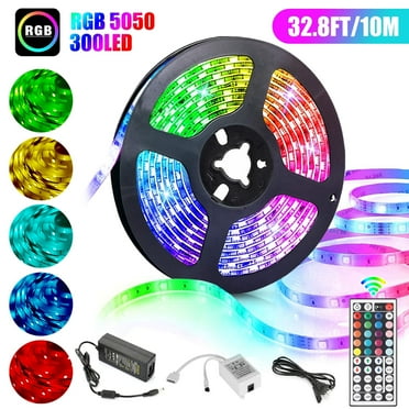 32.8ft RGB Flexible Tape Lights, EEEkit 300 LED Light Strips Kit, Color Changing LED Strip Lights with 44 Keys Remote, 12V Power Supply TV Bias Lighting, LED Rope Lights for Home Bedroom Kitchen Decor