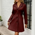 thumbnail image 4 of Plus Size Long Trench Coat with Notched Lapel Slim Fit Wool Blend Winter Overcoat for Women, 4 of 7