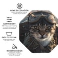 thumbnail image 3 of Honeii Pilot Cat In Vintage Plane Print Leather Coaster Set of 4, Ideal for Safeguarding Your Furniture from Drinks Spills and Effortless Cleanup-Octagon, 3 of 6
