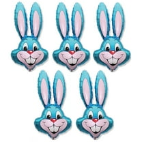 5 Count 37" Bright BLUE Rabbit Bunny Head Shaped Easter Basket Stuffing Gift Foil Mylar Balloon