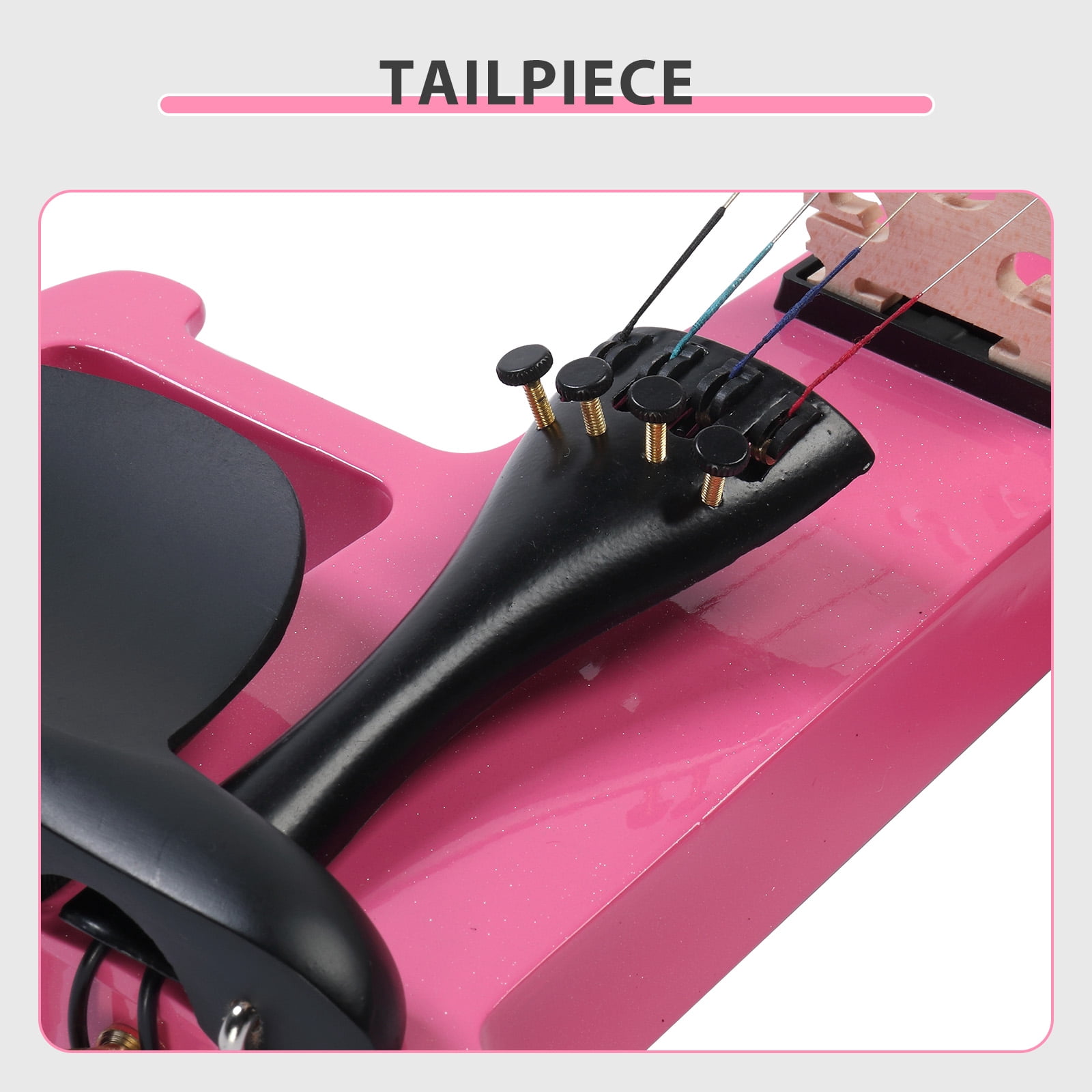 Full Size 4/4 Bunnel Edge Electric Silent Violin with Case Bow Rosin Headphone Connecting Line Pink