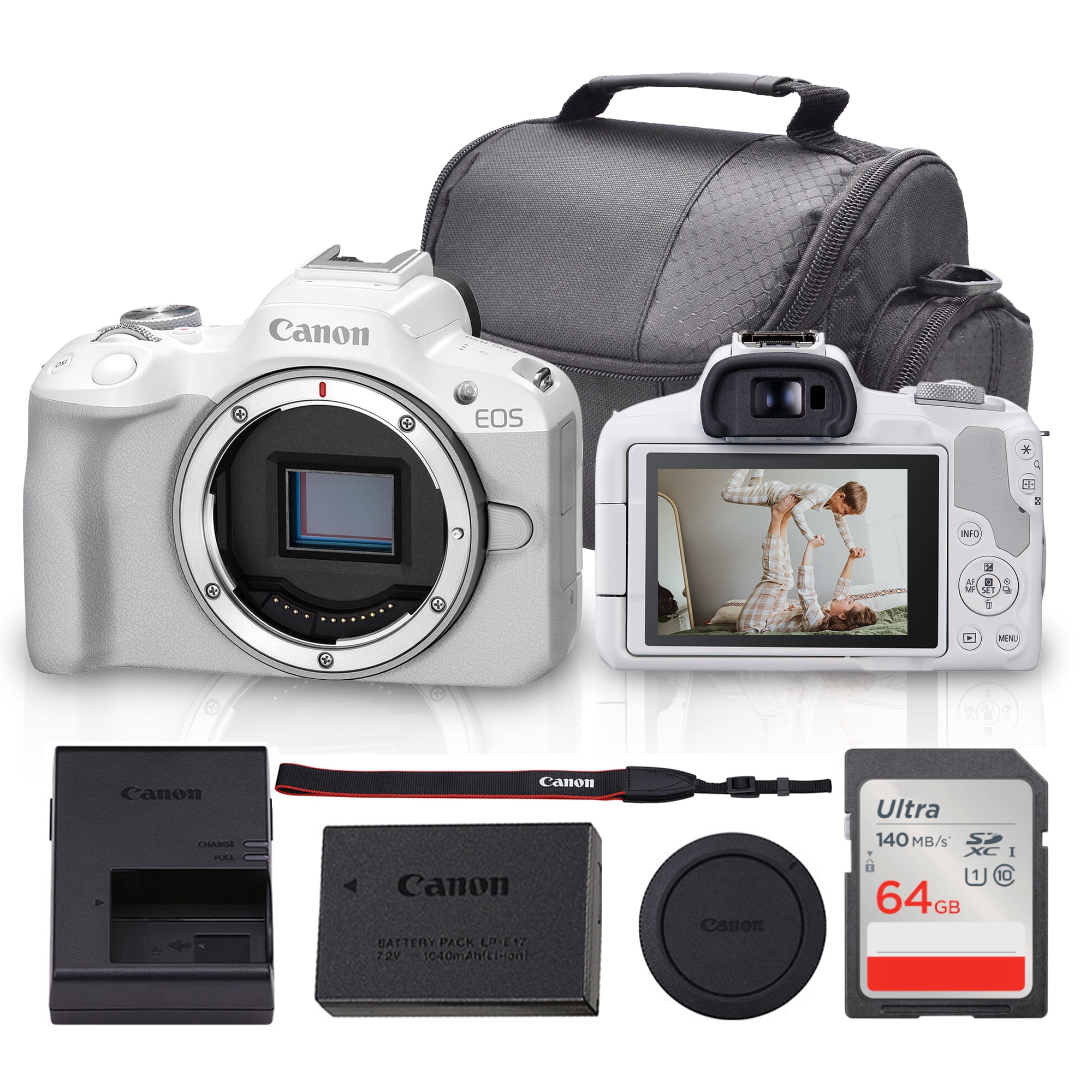 Canon EOS R50 Mirrorless Camera w/ RF-S 18-45mm Lens (White